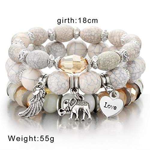 HZMM Pulsera de Cuentas Encantos Pulsera Pulsera Amor Colgante Elefante Nave Corazón Cadena De Joyería Pulsera Nuevo Diseño Pulsera De Cuentas Mujer (Metal Color : 1030)