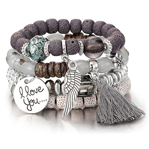 HZMM Pulsera de Cuentas Encantos Pulsera Pulsera Amor Colgante Elefante Nave Corazón Cadena De Joyería Pulsera Nuevo Diseño Pulsera De Cuentas Mujer (Metal Color : 1030)