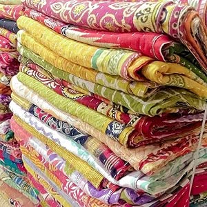 Indian-Shoppers Venta al por mayor lote vintage kantha tiro indio edredón hecho a mano patchwork ropa de cama manta reversible hecho a mano acolchado algodón Ralli decoración