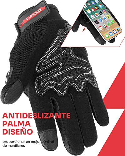 ISSYZONE Guantes Moto Homologados para Hombre y Mujer, Guantesde Moto Transpirables con Pantalla Táctil, Guantes Antideslizantes con Protección Dedo Completo para Bicicleta, Deportes al Aire Libre