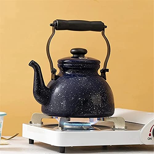 IVQAPP Whistling Tea Kettle 2L Whistle Enamel Water Pot Tea Kettle Whistling Kettle Porcelain Kettle for Coffee Milk (Color : Blue, Size : One Size) (Blue One Size)