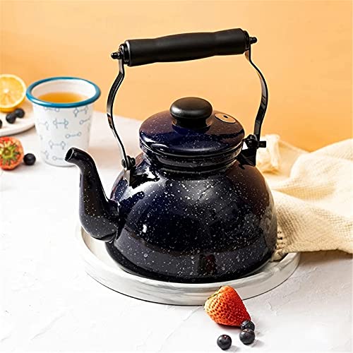 IVQAPP Whistling Tea Kettle 2L Whistle Enamel Water Pot Tea Kettle Whistling Kettle Porcelain Kettle for Coffee Milk (Color : Blue, Size : One Size) (Blue One Size)