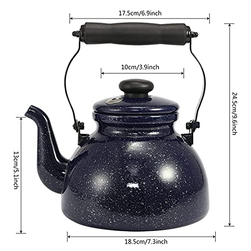 IVQAPP Whistling Tea Kettle 2L Whistle Enamel Water Pot Tea Kettle Whistling Kettle Porcelain Kettle for Coffee Milk (Color : Blue, Size : One Size) (Blue One Size)