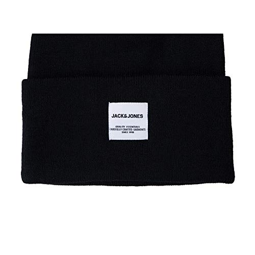 Jack & Jones Jaclong Knit Beanie Noos Gorro de Punto, Negro (Black Black), Talla Única para Hombre