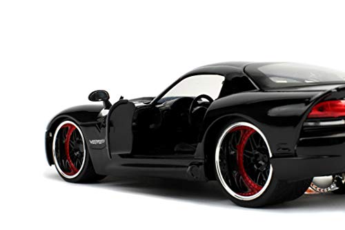 Jada Toys 253203057 Fast & Furious Letty's Dodge Viper SRT-10 - Coche Tuning a Escala 1:24 para Abrir Puertas, capó y Maletero, Rueda Libre, Negro Brillante