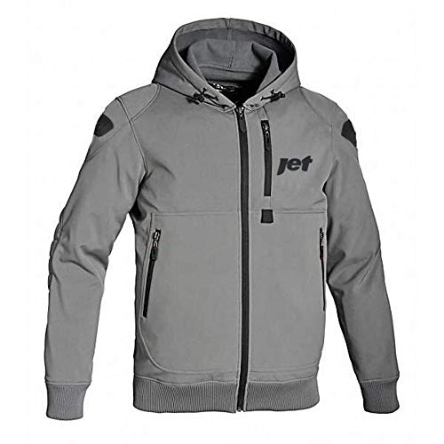 JET Chaqueta Moto Capucha Hoodie Verano con Armadura Soft Shell (XL (EU 52 -54), Gris)