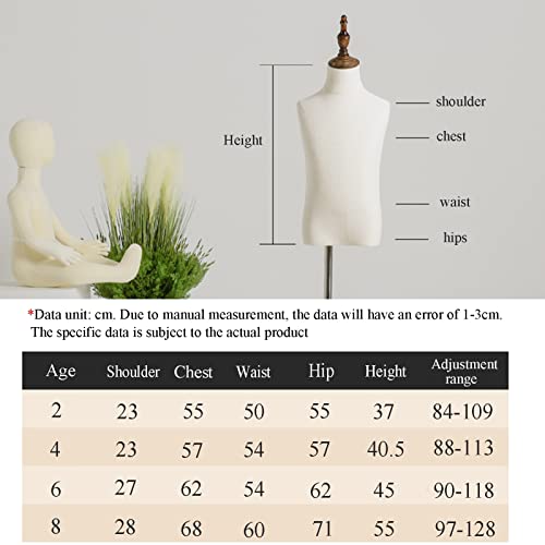 JIANFEI Maniquí Costura Busto Niño, Altura Ajustable Medio Cuerpo Torso De Maniquí con De Madera Base, Retirable Tienda Ropa Monitor, Aplicar para 2-8 Años, 2 Estilos (Color : A, Tamaño : 84-109CM)