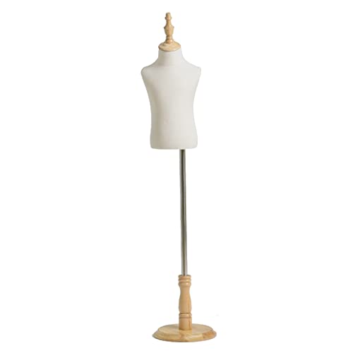 JIANFEI Maniquí Costura Busto Niño, Altura Ajustable Medio Cuerpo Torso De Maniquí con De Madera Base, Retirable Tienda Ropa Monitor, Aplicar para 2-8 Años, 2 Estilos (Color : A, Tamaño : 84-109CM)