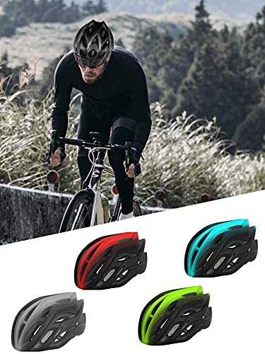 Jorzer Casco de Bicicleta Cabeza para Adultos Protección de Seguridad Casco de Bicicleta Ultralight EPS Ajustable EPS Ciclismo Equipo de Seguridad con Insecto Net Gris Road Bike Ciclo Casco