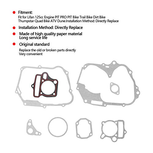 Juego de juntas de motor de 8 piezas, ajuste de repuesto para Lifan 125cc Pit Pro Trail Quad Dirt Bike ATV