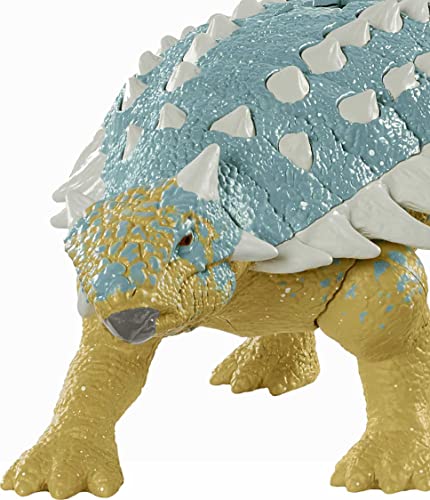 Jurassic World Ataque Rugido Ankylosaurus Dinosaurio articulado con sonidos, figura de juguete para niños Mattel GWY27