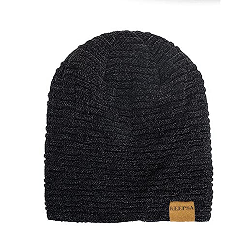 KeepSa Hombres Invierno Beanie Gorro de Punto Cálido Slouch Suave Transpirable Knit Hat Caliente Largo Sombreros al Aire Libre con Forro Polar Interior Extrasuave