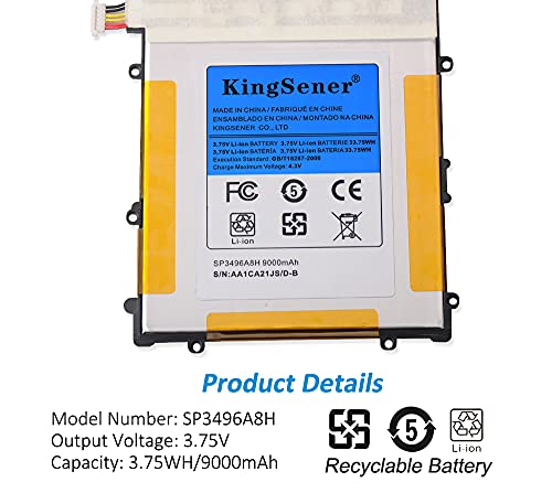 KingSener SP3496A8H Batería de Tableta para Samsung Google Nexus 10 N10 Table PC GT-P8110 HA32ARB Tablet Battery 3.75V 9000mAh