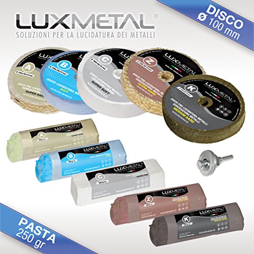 Kit Pulido 04 – Diámetro 100 mm para pulir y limpiar, aluminio, acero inoxidable, latón, bronce, cobre, cromo, cromado plateado, oxidado, rascado, pasta y disco, lija, abrasivo