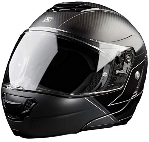 Klim tk1200 Karbon Hombres de la calle motocicleta casco modular – Skyline, color negro mate