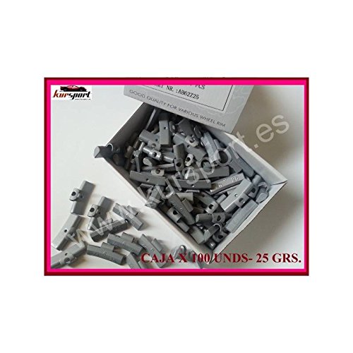 Kursport Contrapesas de Zinc universales para Llantas de Aluminio, Tipo Clip (Caja de 100 Unidades, 25 Gramos). para equilibrado de neumaticos en Llantas de Aluminio.