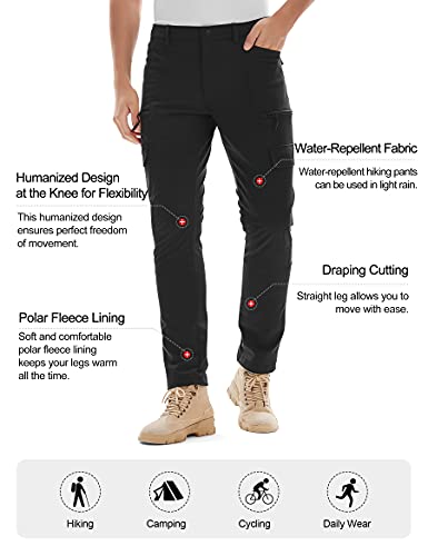 KUTOOK Pantalones Softshell Trekking Hombre Impermeables para Otoño Invierno Pantalones Senderismo Montaña con Forro Polar(HP020)