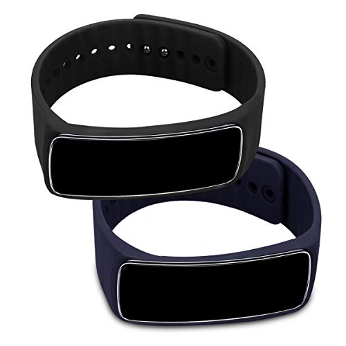kwmobile 2X Brazalete Compatible con Samsung Gear fit R350 - Pulsera de TPU para Fitness Tracker en Azul Oscuro/Negro