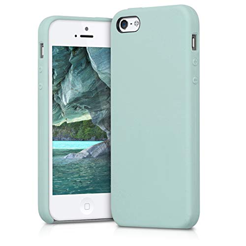 kwmobile Carcasa Compatible con Apple iPhone SE (1.Gen 2016) / 5 / 5S - Funda de Silicona para móvil - Cover Trasero en Menta Mate