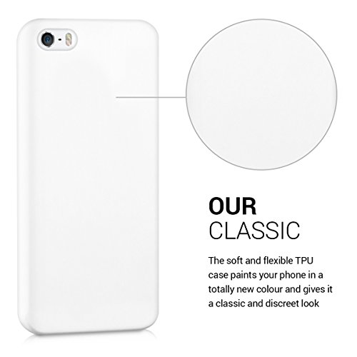 kwmobile Carcasa para Apple iPhone SE (1.Gen 2016) / 5 / 5S - Funda para móvil en TPU Silicona - Protector Trasero en Blanco Mate