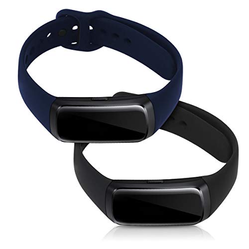 kwmobile Pulsera Compatible con Samsung Galaxy Fit (SM-R370) - 2X Correa de TPU para Reloj Inteligente - Negro/Azul Oscuro