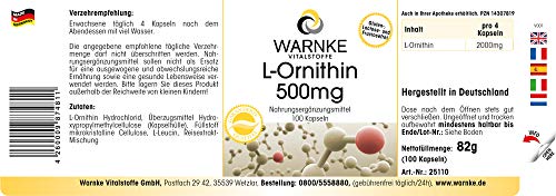 L-Ornitina 500mg – Vegana – 100 Cápsulas