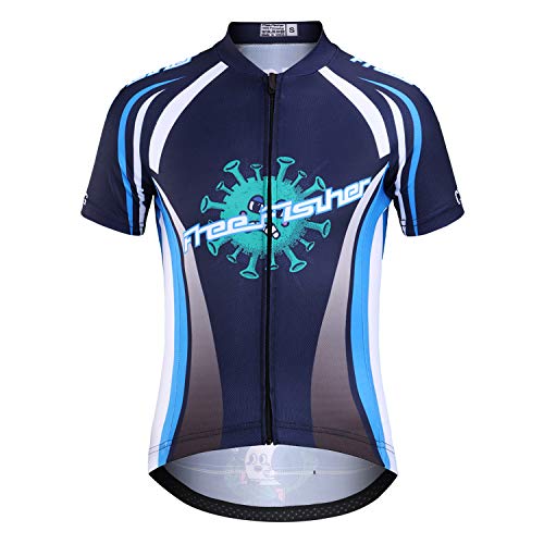 L PATTERN Maillot de Ciclismo para Niños Niñas Camiseta de Ciclismo Manga Corta Jersey de Bicicleta Transpirable Secado Rápido para Deportes al Aire Libre,Gérmenes (Jersey),12 años