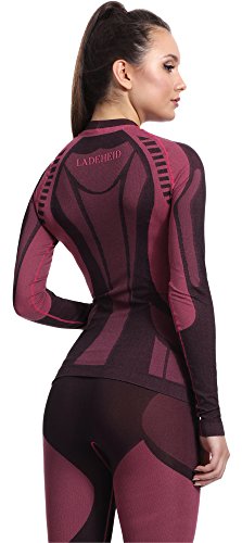 Ladeheid Camiseta Térmica Manga Larga Ropa Interior Mujer LASS0014 (Negro/Rojo, M)