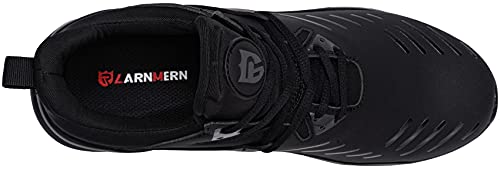 LARNMERN PLUS Zapatillas de Seguridad Hombre Trabajo Zapatos de Seguridad Ligeras Comodo Punta de Acero Air Cushion Calzado de Seguridad Transpirables Antideslizante Verano(Negro,43EU)