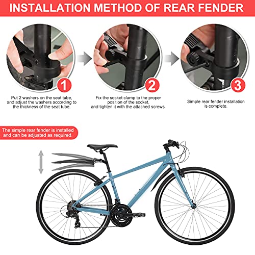 Ledeak Guardabarros Bicicleta, 2-Piezas Universal Ajustable Trasero Delantero Montaña Carretera Bicicletas Defensa Bici contra Salpicaduras Mud Guard Funda de Protección Accesorios (Negro)