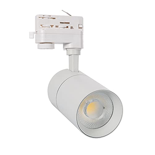 LEDKIA LIGHTING Foco LED New Mallet Blanco 30W Regulable No Flicker para Carril Trifásico (UGR 15) Blanco Neutro 4000K - 4500K