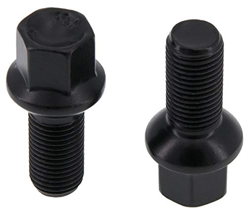 Levando - Juego de 10 tornillos de rueda M14 x 1,5 37 mm, longitud del vástago esférico R13 D = mm SW17 – Juego de pernos de rueda para Audi A, VW Golf, Passat, Polo y UVM, color negro