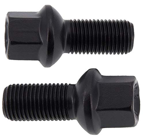 Levando - Juego de 10 tornillos de rueda M14 x 1,5 37 mm, longitud del vástago esférico R13 D = mm SW17 – Juego de pernos de rueda para Audi A, VW Golf, Passat, Polo y UVM, color negro