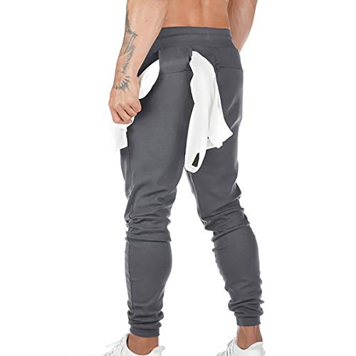 Litthing Pantalones Deportivos Hombre Pantalones Jogger Deportivo Entrenamiento Fitness Pantalones Casual Deporte Slim Fit Cintura Elástica Ajustable (Gris, M)