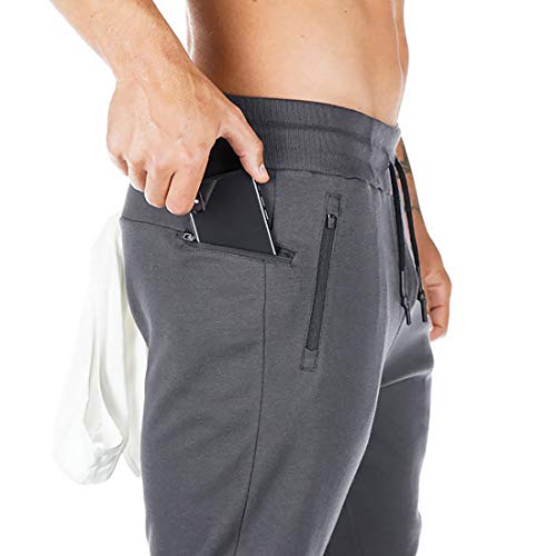 Litthing Pantalones Deportivos Hombre Pantalones Jogger Deportivo Entrenamiento Fitness Pantalones Casual Deporte Slim Fit Cintura Elástica Ajustable (Gris, M)