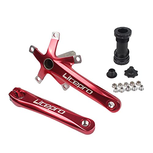 LIZHOUMIL Bielas para bicicleta, bicicleta de montaña, bicicleta de carreras, fácil de modificar, 8 velocidades, aleación de aluminio, longitud de la biela 170 mm, color rojo