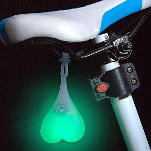 LONGPIN Bike Balls Tail Luz En Forma De Corazón, Luz De Advertencia En Forma De Corazón, Luz De Silicona Creativa para Ciclismo, Lámpara De Huevo En El Respaldo del Asiento De Bicicleta (Green)