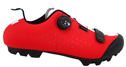 LUCK Zapatilla de Ciclismo MTB ÍCARO con Suela de Carbono y Sistema rotativo de precisión acompañada de un Velcro. (47 EU, Rojo)