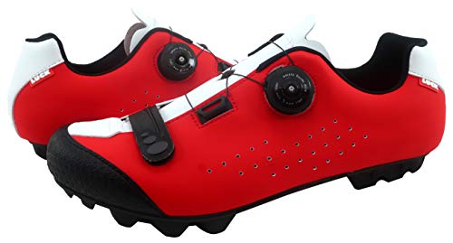 LUCK Zapatilla de Ciclismo MTB ÍCARO con Suela de Carbono y Sistema rotativo de precisión acompañada de un Velcro. (47 EU, Rojo)