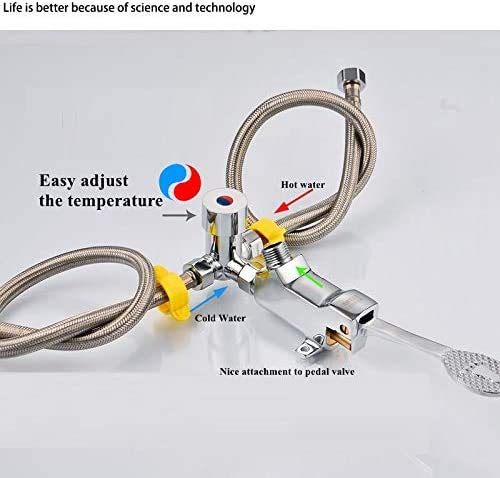 LukLoy G1/2 grifo del pedal del pie del agua fría caliente, mezclador sin contacto del grifo para las manos sanitarias que se lavan en el área pública del hospital