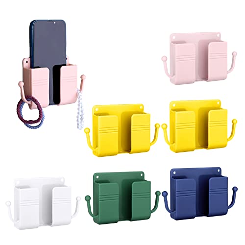 LUTER 6 Piezas Soporte de Pared para Teléfono, Soporte Movil Pared Soporte Movil Pared Adhesivo Phone Holder Wall para Dormitorio Sala de Estar Baño Almacenamiento para Colgar (5 Colores)