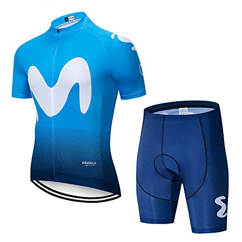 Maillots Ciclismo Hombre Manga Corta Transpirable Secado Rápido con 3D Acolchado Gel Culotes Pantalones Cortos Conjunto de Ropa Ciclismo