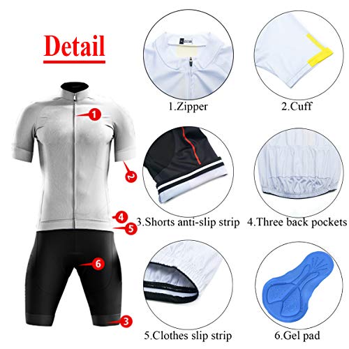 Maillots Ciclismo Hombre Manga Corta Transpirable Secado Rápido con 3D Acolchado Gel Culotes Pantalones Cortos Conjunto de Ropa Ciclismo