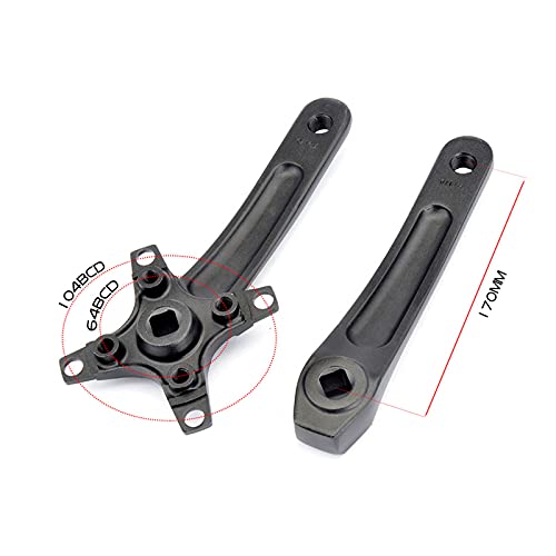 Manivela de cuatro garras de bicicleta - Juego de bielas de bicicleta de montaña de alta compatibilidad portátil Engranaje fijo con longitud de manivela 170 mm BCD 64/104 mm para orificio cuadrado cen