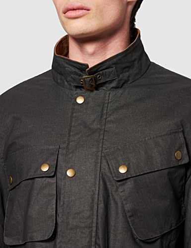 Marca Amazon - find. Wax Coated Belted Chaqueta Hombre, Negro (Black), M, Label: M