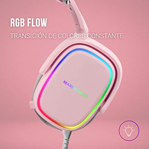 Mars Gaming MHAXP Rosa, Auriculares RGB multiplataforma, Micro extraíble, 53mm HiFi