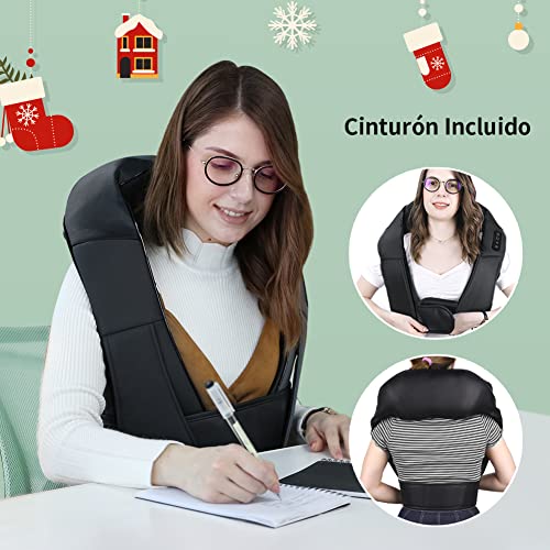 Masajeador eléctrico de hombro, rotación 4D, masaje para cuello, espalda y cuello, con función de calor para casa, oficina o coche