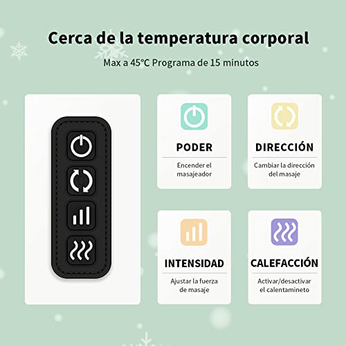 Masajeador eléctrico de hombro, rotación 4D, masaje para cuello, espalda y cuello, con función de calor para casa, oficina o coche