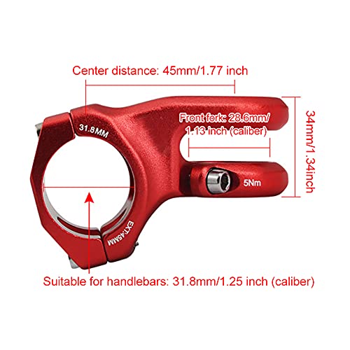 Matedepreso Vástago de bicicleta, 10 grados de aleación de aluminio Ciclismo vástago elevador amortiguador manillar vástago para bicicleta, bicicleta de carretera, MTB (rojo)