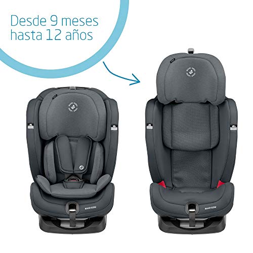 Maxi-Cosi Titan Plus Silla Coche Bebé Grupo 1/2/3 ISOFIX, 9 - 36 kg, Silla Auto Bebé Reclinable con Reductor y Clima Flow para el Control de la Temperatura, Niño 9 Meses- 12 Años, Graphite (gris)